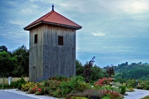 Wooden belfry in the village Dolič
